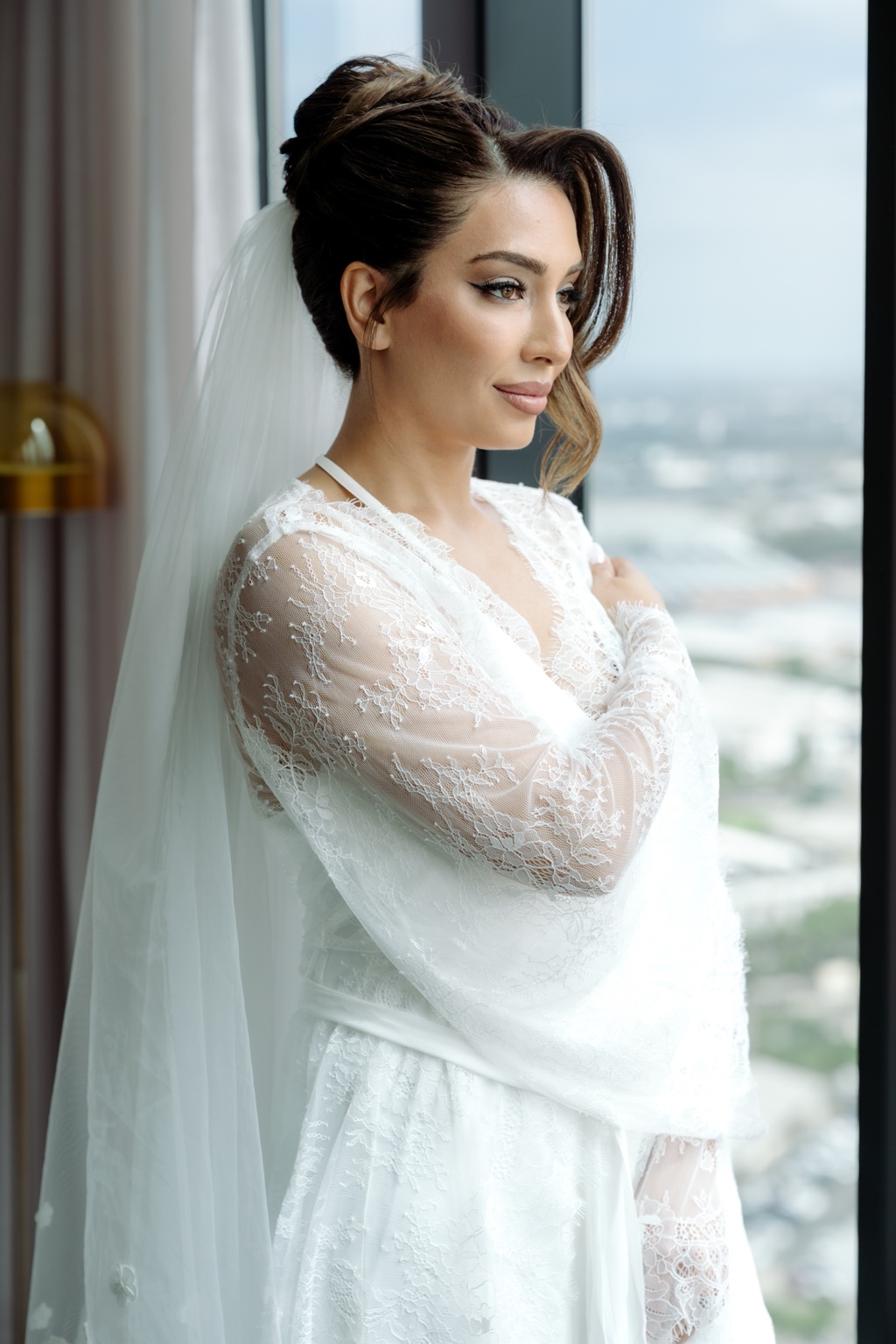 Bridal makeup with softly defined eyes and a natural lip